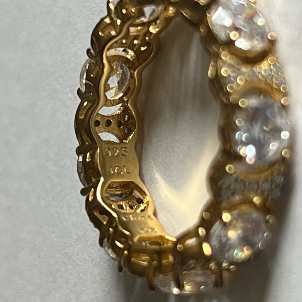 JCL 925 Gold Plated Round Cut Bubble Eternity Ring - Picture 5 of 6